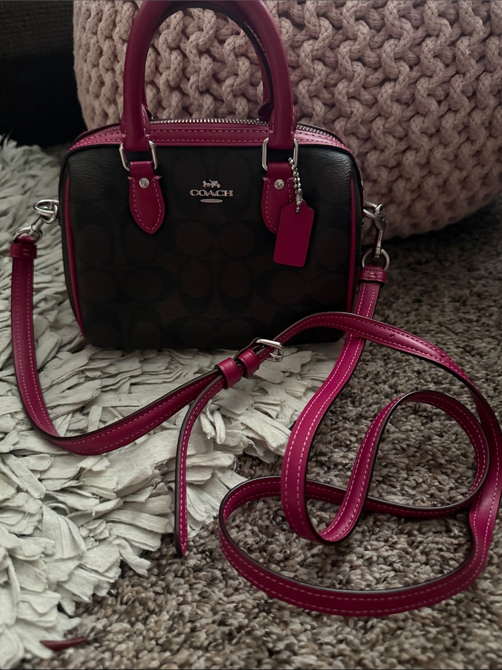 Coach Mini Crossbody Satchel in Black / dark brown and